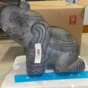 new in the box 12.5H Large kneeling Elephant Statue - durable for outdoor use
